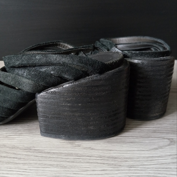 Marsell × Eckhaus Latta Suede Strappy Block Chunky Heel Sandals Black 40EU - Picture 5 of 16